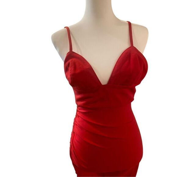 Prabal Gurung Drawstring Ruched Dress Size 0 in Red MSRP: $895 - Picture 6 of 11